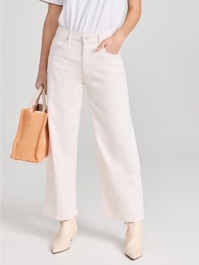MOTHER Denim Off White / Cream Act Natural The Dodger Wide Leg Ankle Jeans - 34